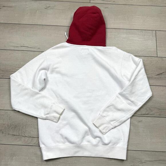 Obey Worldwide Pullover Hoodie White Red Hood Fleece Lined Men Sz M Y2K Relaxed - Picture 9 of 9